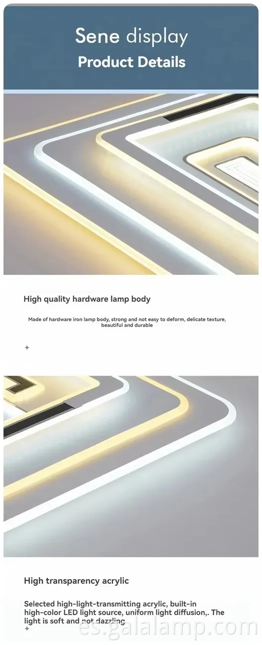 Elegante luz de techo de cristal para iluminación casera de espectro completo